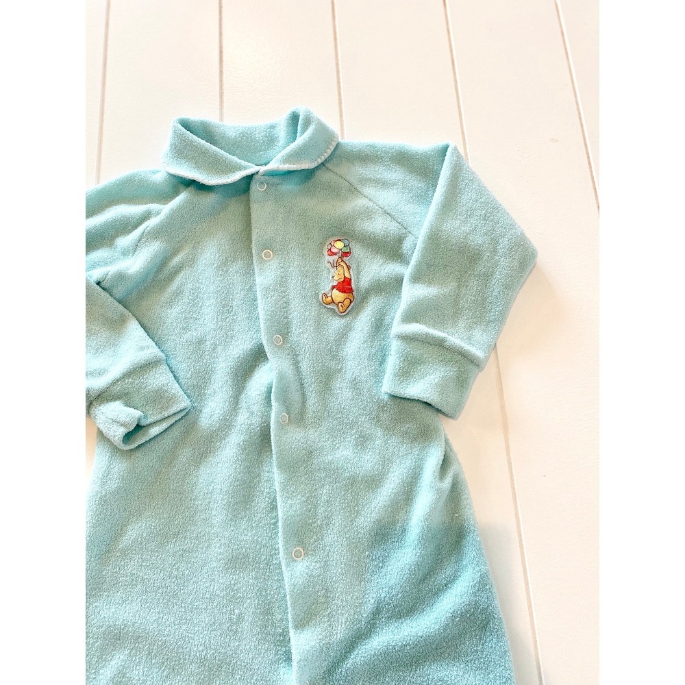 Vintage Winnie the Pooh Fleece Footed Pajamas, Teal Sleeper, 18 Months - Picture 6 of 11